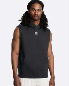 【新品】Under Armour ダークグレー ノースリーブフーディ ＸＬ