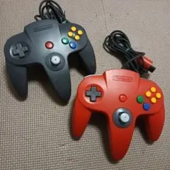 動作品！ニンテンドー64　コントローラー　2個　Nintendo　赤　黒