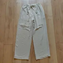 【コカ】ベージュ ワイドパンツ ウエストゴム　M