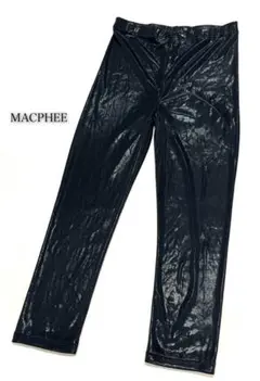 MACPHEEトゥモローランド 日本製（1）薄地 光沢素材 レギンス パンツ/黒