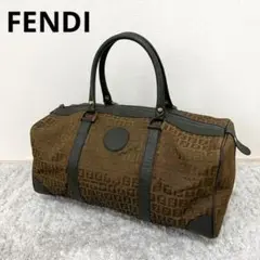 【レアカラー】FENDI フェンディ ズッカ柄 鍵付きボストンバッグ カーキ系