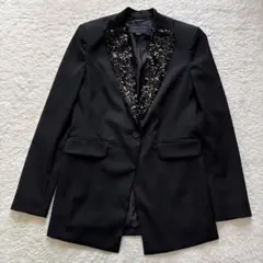 ALLSAINTS ロングテーラードジャケット　スパンコール加工　ブラック