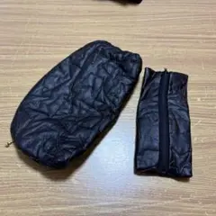 アクセサリーポーチ ブラック 小物入れ シンプル 化粧品 2点セット ポーチ
