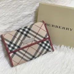 美品✨バーバリーブルーレーベル　二つ折り財布　キャンバス　ノバチェック