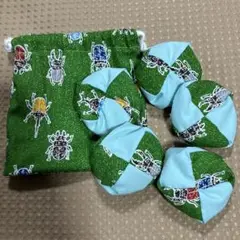 お手玉5個と収納用巾着袋　⑫ ハンドメイド