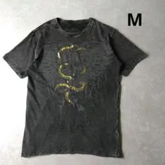 y2k　ドクロ×ヘビ　プリントtシャツ　フェアリーグランジ　Mサイズ