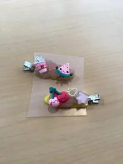 アイスクリーム＆フルーツ ヘアクリップ 2個セット