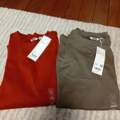 エアリズムコットンオーバーサイズＴシャツ　ダークオレンジ　55グリーン