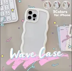 スマホケース ホワイト iPhone14 16 ウェーブ 波形 WAVE