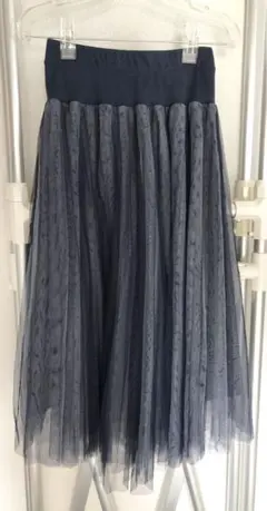 ❀✿ 【AIYIGE】XL 紺色　裏地付き　チュールスカート　匿名配送❀✿