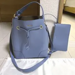 FURLA 巾着ショルダーバッグ トートバッグ スカイブルー 水色