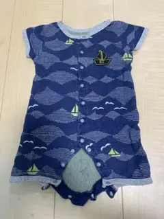 【ブリーズ】海の波と帆船とカモメデザイン　ロンパース