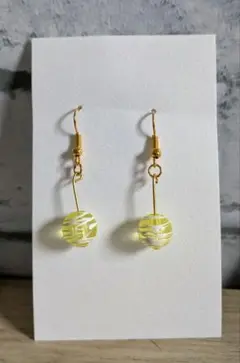 水風船ピアス イエロー　ハンドメイド