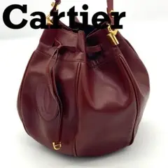 美品】カルティエ マストライン バケツ ショルダー ビッグロゴ バッグ ボルドー