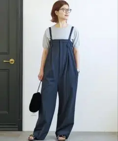 スピックアンドスパン　ベアオールインワン　ネイビーストライプ　38