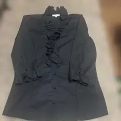 NARACAMICIE フリル付き黒長袖シャツ