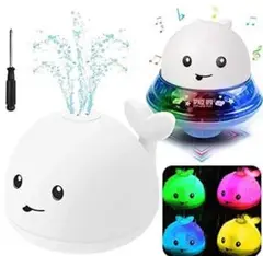 ☆お風呂で遊べる 知育玩具 ウンチョン UFO噴水くじら 水陸両用 光る動く鳴る