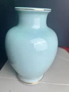 水色 金縁 花瓶
