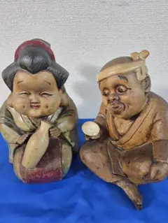 ひょっとこ おかめ 夫婦人形 お酌 酒盛り　最終値下げ
