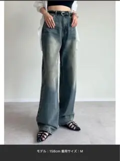 Re:EDIT コットンワイドストレートデニムパンツ