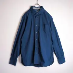 シャツ (S) アメリカ製 オーバーサイズ シンプルデザイン 紺色系 古着