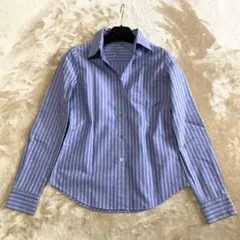 【大人気】theory luxe ストライプシャツ ネイビー グレー 38