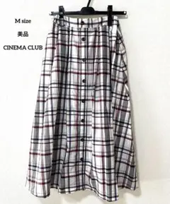 美品【CLNEMA CLUB】前釦フレアスカート Aライン Mサイズ