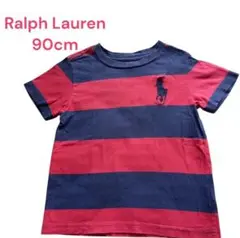 【値下げ】Ralph Lauren 赤・紺ストライプ Tシャツ 90cm