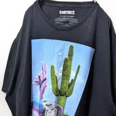 フォートナイト デカロゴ Tシャツ ブラック 黒 2XL 古着