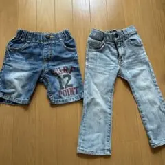 サーフポイントデニムショートパンツとジーンズパンツ(ジーパン)セット　90