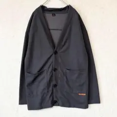 カーディガン 長袖 2XL Vネック ポケット付 大きめ 無地 ダークグレー