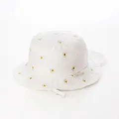 プティマイン　帽子　バケハ　女の子　48cm 遮熱　UVカット　ホワイト　白　花