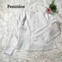 【美品】　東京ブラウス　長袖ブラウス　白　2way　フェミニン　ノーカラー