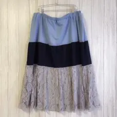 ピクシーハート　ロングスカート　【3L】　ウェスト総ゴム　フレア　レース　花柄