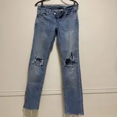 &DENIM ダメージ加工 ライトブルーデニム