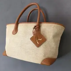 2点〜10-20%off Kitamura トートバッグ 本革×ファブリック麻混