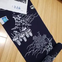 新品　きよ彩　浴衣反物　あやめ柄 綿100% みやまコーマー生地