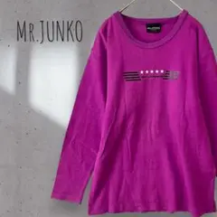 46【Mr.JUNKO】長袖プルオーバーカットソー ロンT ロゴ 派手色 ピンク