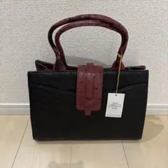 【美品】新品未使用　オーストリッチ　本革　ブラック×レッド
