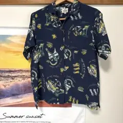 TITICACA チチカカ　アロハシャツ　ネイビー　半袖　シャツ