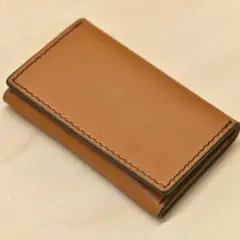 革のお手製名刺入れ/こげ茶糸[ハンドメイド]