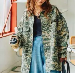 【美品】ニコアンド　メイクスタッフ　ワッペンシャツジャケット　モザイク1