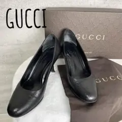 GUCCI グッチ パンプス ヒール シマレザー 本革 GG ブラック 総柄