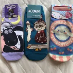 ソックスセット 22-25cm ひつじのショーン リトルミイ シナモロール