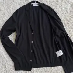 (美品) グランサッソ ニット ジャケット ネイビー 12ゲージソフトコットン