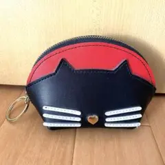 猫の顔デザイン ラウンドポーチ