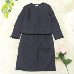 美品 自由区 ツイードノーカラー セットアップ スカートスーツ 入学式 卒業式