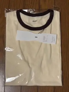 BISOWN TRIM TEE WHITE x BROWN ビソウン トリム