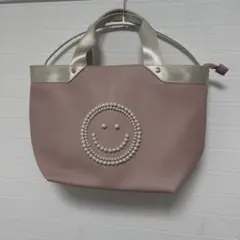 未使用【SMILEY×COOCO】スマイリー　パール　ピンク　トートバッグ　A4