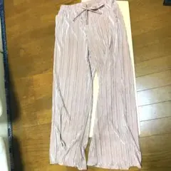 GU ストライプ ワイドパンツ ピンク